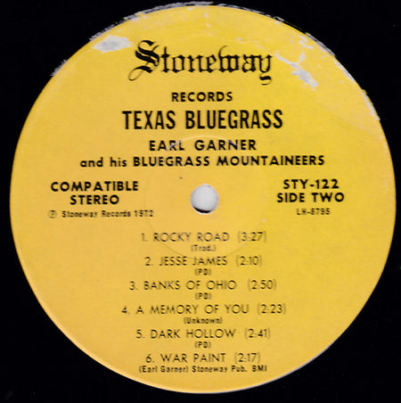 Earl Garner And  The Bluegrass Mountaineers : Texas Bluegrass (LP, Album)