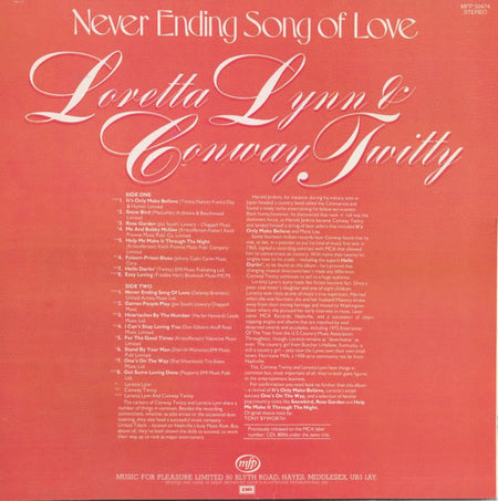Loretta Lynn & Conway Twitty, Conway Twitty & Loretta Lynn : Never Ending Song Of Love (LP, Comp, RE, RP)