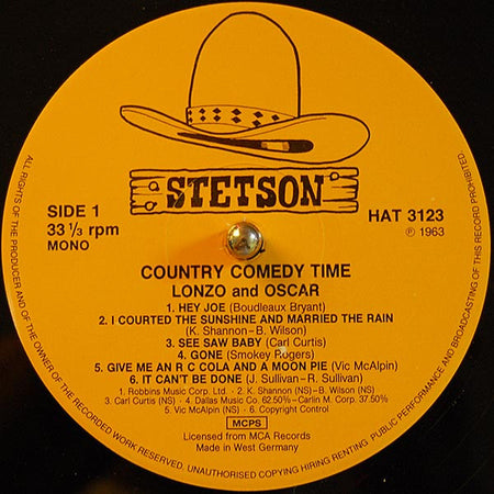Lonzo & Oscar : Country Comedy Time (LP, Comp, Mono, RE)