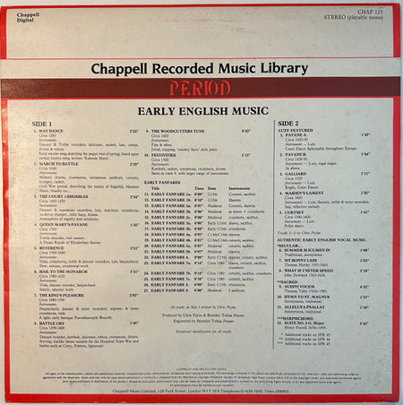 Chris Payne (2) : Early English Music (LP)