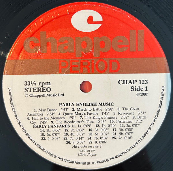 Chris Payne (2) : Early English Music (LP)
