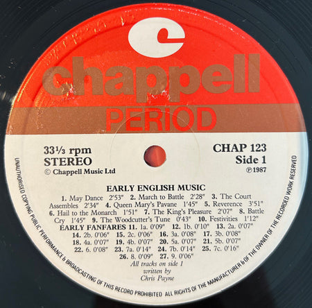 Chris Payne (2) : Early English Music (LP)