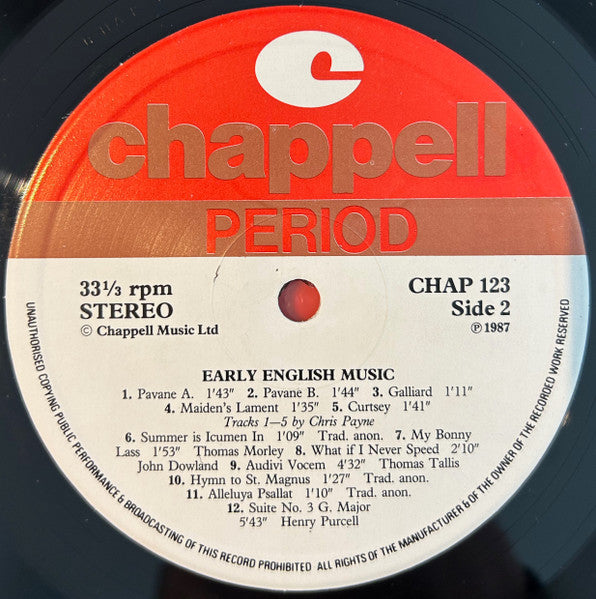Chris Payne (2) : Early English Music (LP)