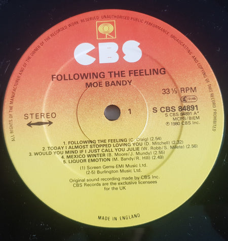 Moe Bandy : Following The Feeling (LP, Album)