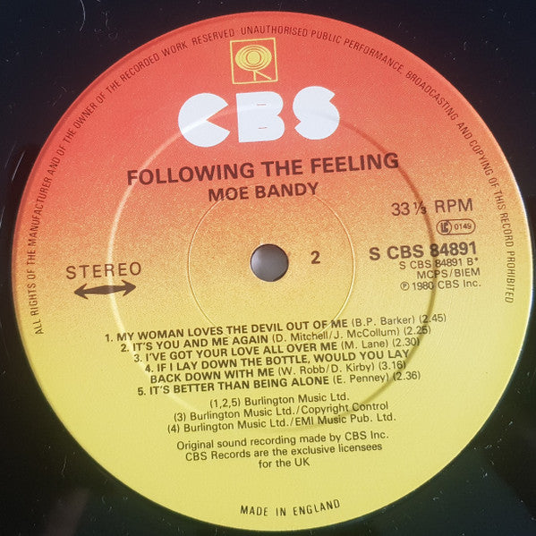 Moe Bandy : Following The Feeling (LP, Album)