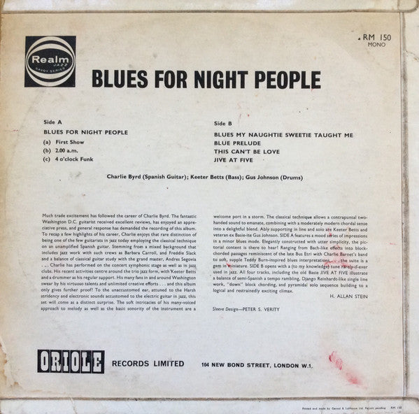 Charlie Byrd : Blues For Night People (LP, Album, RE)