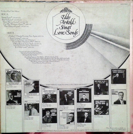 Eddy Arnold : Eddy Arnold Sings Love Songs (LP, Album, Comp, Ind)