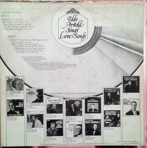 Eddy Arnold : Eddy Arnold Sings Love Songs (LP, Album, Comp, Ind)