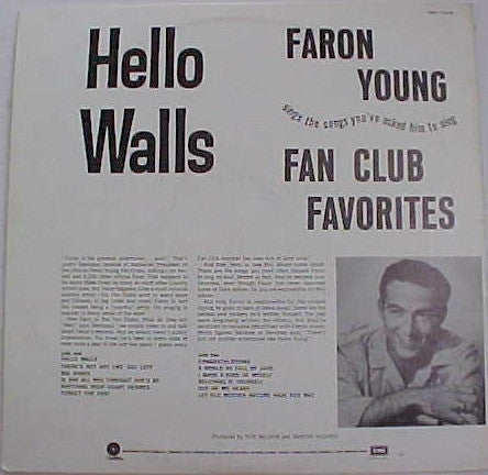 Faron Young : Hello Walls Fan Club Favorites (LP, RE)