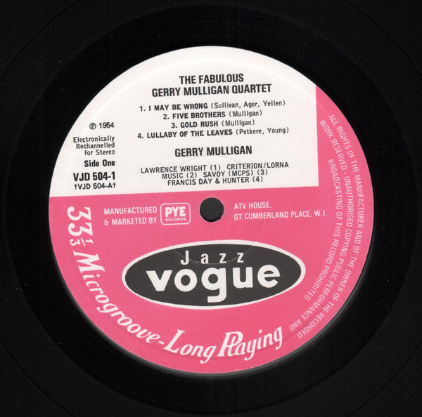 The Fabulous Gerry Mulligan Quartet* : The Fabulous Gerry Mulligan Quartet (2xLP, Comp, RE, Ele)