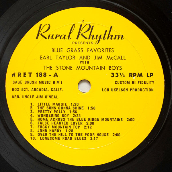 Earl Taylor & Jim McCall With  The Stoney Mountain Boys : Blue Grass Favorites (LP, Album)