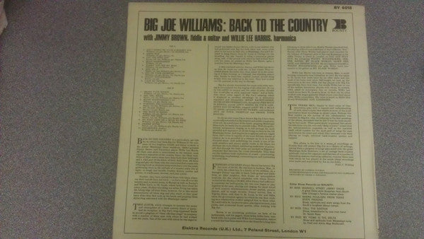 Big Joe Williams With Jimmy Brown (5) And Willie Lee Harris : Back To The Country (LP, Album)