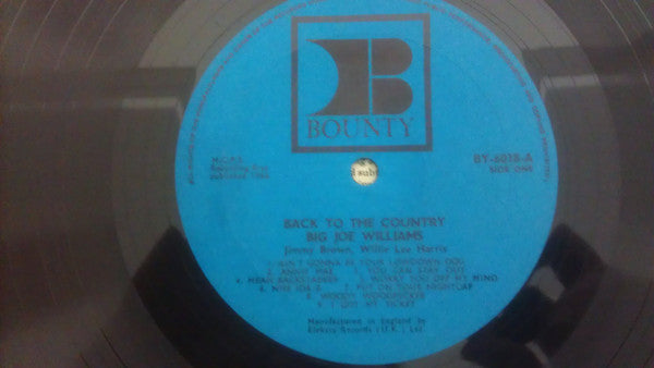Big Joe Williams With Jimmy Brown (5) And Willie Lee Harris : Back To The Country (LP, Album)