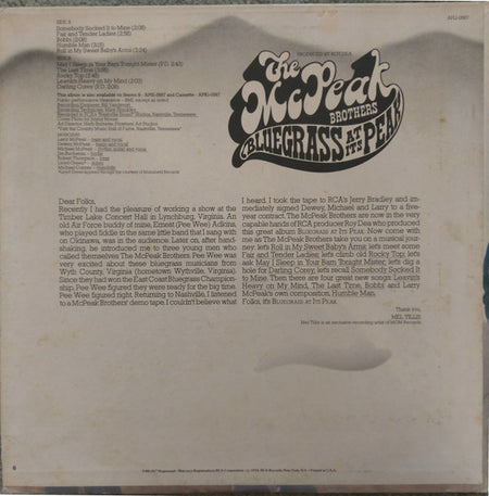 The McPeak Brothers : Bluegrass At Its Peak (LP, Album)