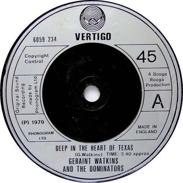 Geraint Watkins & The Dominators : Deep In The Heart Of Texas (7", Single)