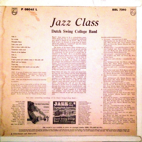 The Dutch Swing College Band : Jazz Class (LP, Mono)