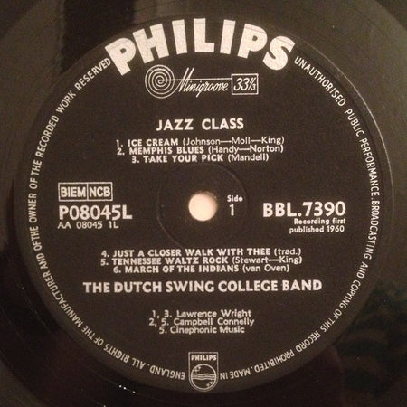 The Dutch Swing College Band : Jazz Class (LP, Mono)