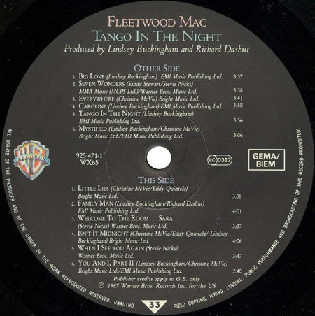 Fleetwood Mac : Tango In The Night (LP, Album, Als)