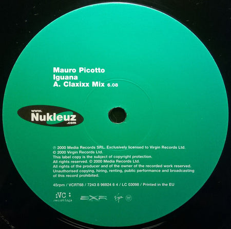 Mauro Picotto : Iguana (12")