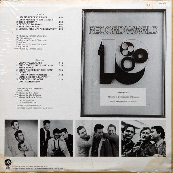 Tompall Glaser & The Glaser Brothers : Vocal Group Of The Decade (LP, Wad)