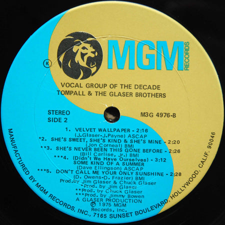 Tompall Glaser & The Glaser Brothers : Vocal Group Of The Decade (LP, Wad)