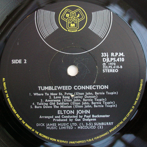 Elton John : Tumbleweed Connection (LP, Album, M/Print)