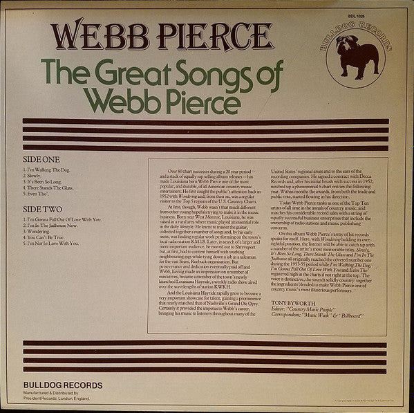 Webb Pierce : The Great Songs Of Webb Pierce (LP, Comp)