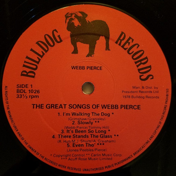 Webb Pierce : The Great Songs Of Webb Pierce (LP, Comp)
