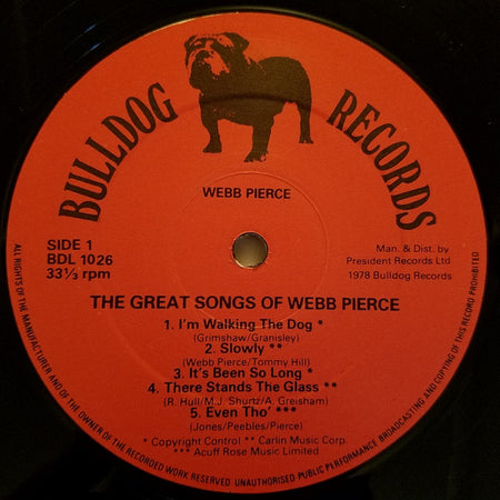 Webb Pierce : The Great Songs Of Webb Pierce (LP, Comp)