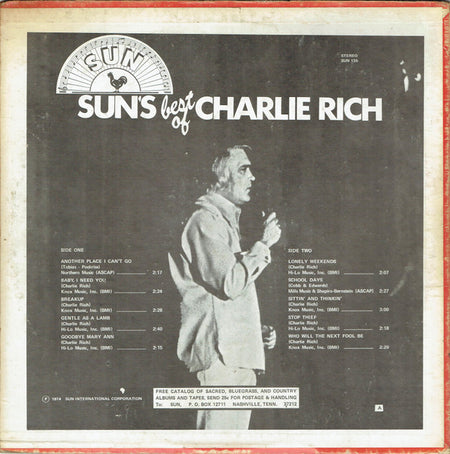 Charlie Rich : Sun's Best Of Charlie Rich (LP, Comp, Pre)