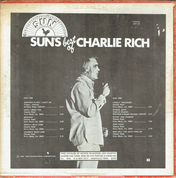 Charlie Rich : Sun's Best Of Charlie Rich (LP, Comp, Pre)