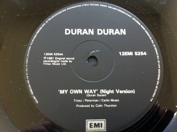Duran Duran : My Own Way (12", Single, RE, Bla)