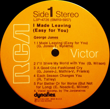 George Jones (2) : I Made Leaving (Easy For You) (LP, Album, Ind)