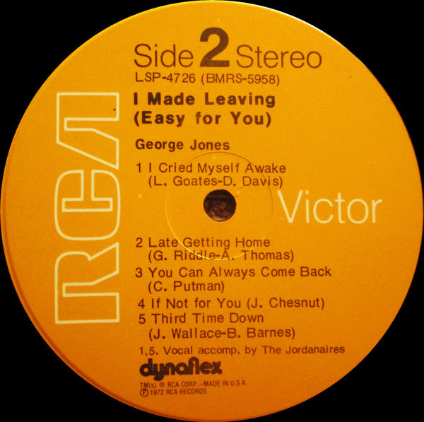 George Jones (2) : I Made Leaving (Easy For You) (LP, Album, Ind)