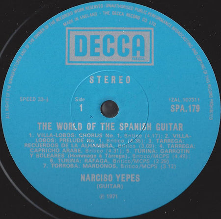 Narciso Yepes : The World Of The Spanish Guitar (LP)