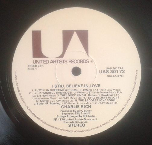 Charlie Rich : I Still Believe In Love (LP, Album)