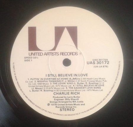 Charlie Rich : I Still Believe In Love (LP, Album)