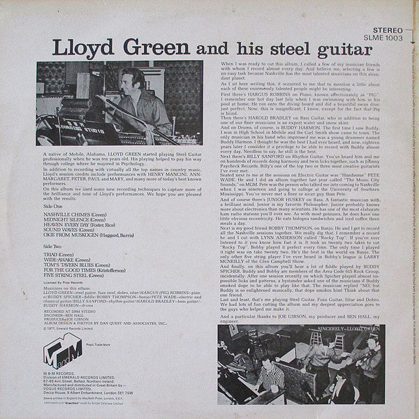 Lloyd Green : Lloyd Green And His Steel Guitar (LP, Album)