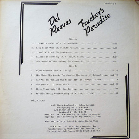 Del Reeves : Trucker's Paradise (LP, Album)