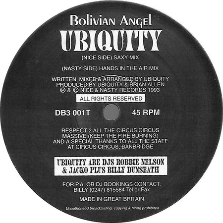Ubiquity : Bolivian Angel (12")