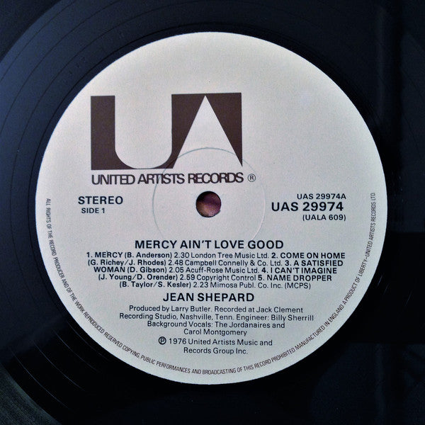 Jean Shepard : Mercy Ain't Love Good (LP, Album)