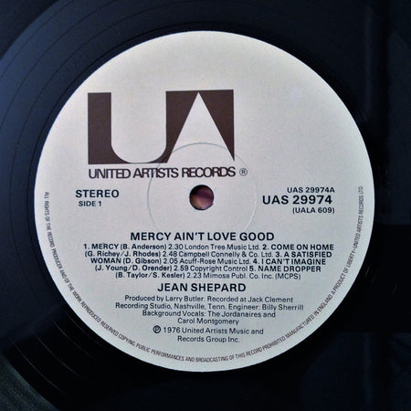 Jean Shepard : Mercy Ain't Love Good (LP, Album)