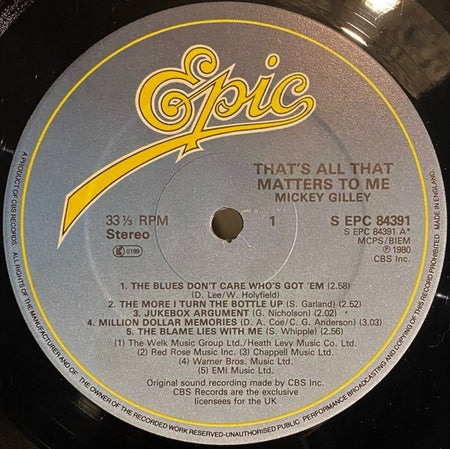 Mickey Gilley : That's All That Matters To Me (LP, Album)