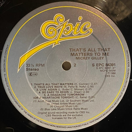 Mickey Gilley : That's All That Matters To Me (LP, Album)