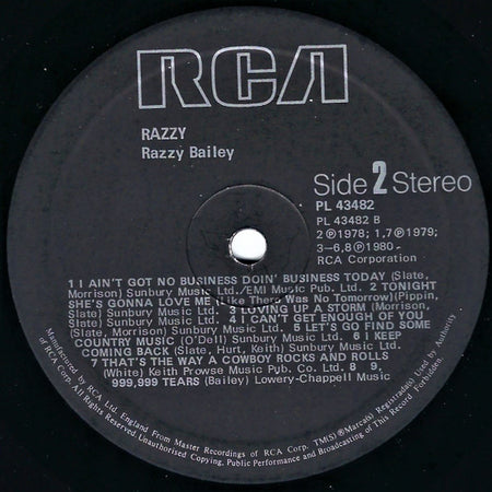 Razzy Bailey : Razzy (LP, Album)