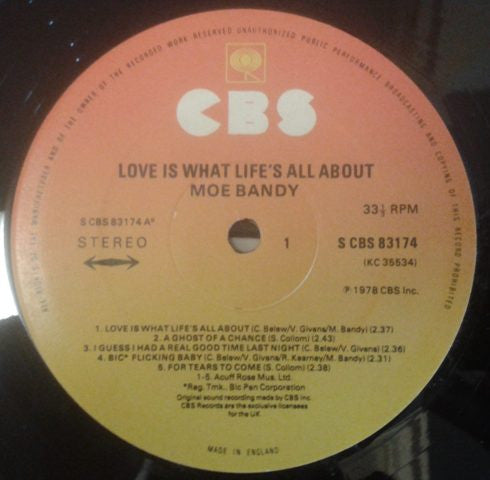 Moe Bandy : Love Is What Life's All About (LP, Album)
