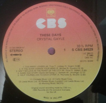 Crystal Gayle : These Days (LP, Album)