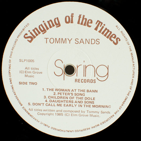 Tommy Sands (2) : Singing Of The Times (LP, Album)