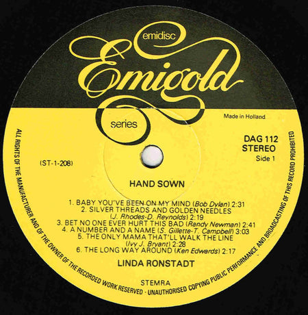 Linda Ronstadt : Hand Sown Home Grown (LP, Album, RE)