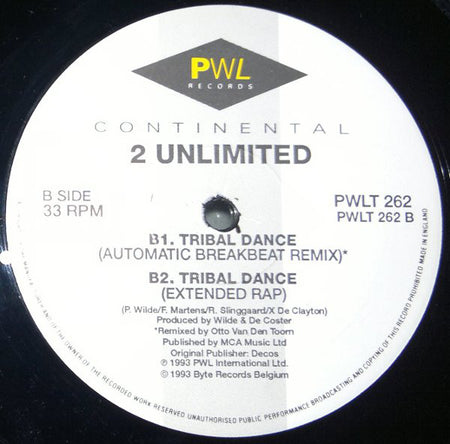 2 Unlimited : Tribal Dance (12", Single)